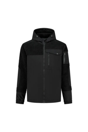 Zwarte Jones Teddy jas met capuchon en YKK rits