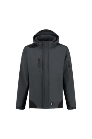 Grijze Jayton Softshell Luxe jas met capuchon en waterafstotende rits