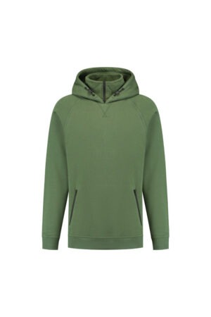 Sherman Raglan hoodie groen met ritskraag en getapete ritsen