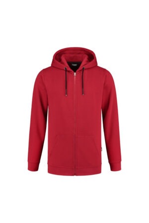 Rode Sweeny hooded sweater met ritssluiting en kangaroo pockets van Image Workwear
